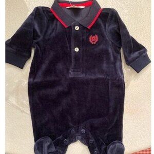 Newborn one piece by Chaps. New in bag dk blue, 75% cotton velour, snap crotch